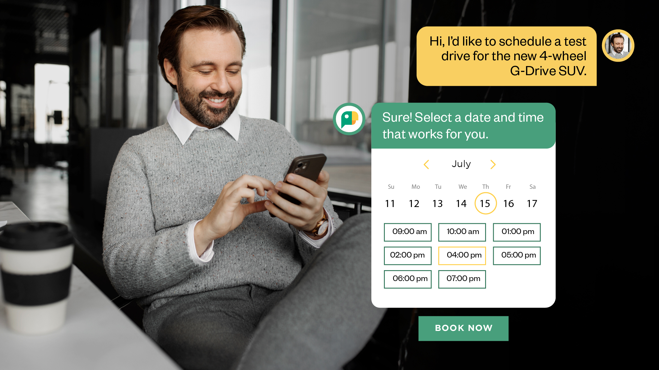 A customer scheduling test drive with ParrotGPT